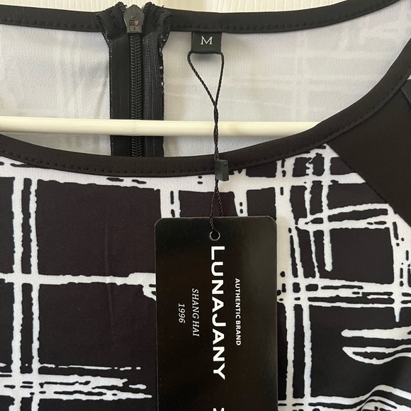 LunaJany Black and White Grid Pattern Sheath Dress - Picture 3 of 6